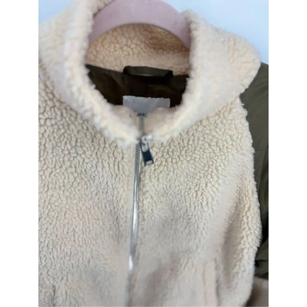 Jacqueline de Yong JDY Jdyiza Teddy Jacket Cream Sherpa Green Quilted XL